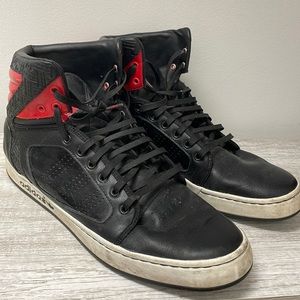 Men Adidas High Top Black Leather Sneaker Shoes